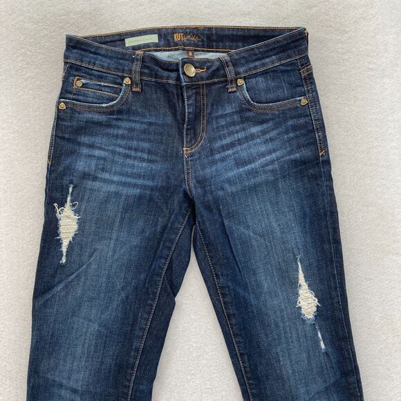 Kut from the Kloth Jeans Women's 0‎ Catherine Boyfriend Dark Blue Stretch Denim - Picture 2 of 12